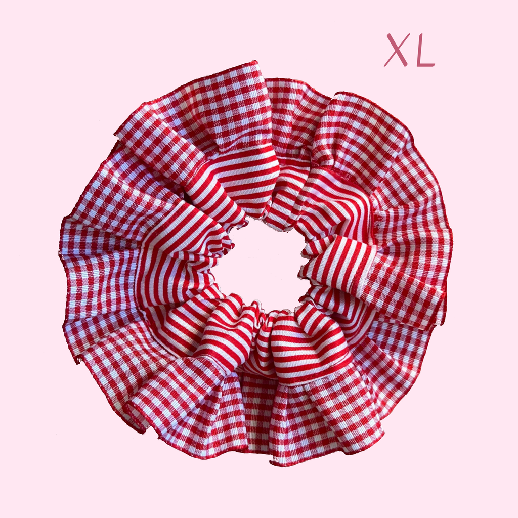 Red Candy Stripe Hair Scrunchies