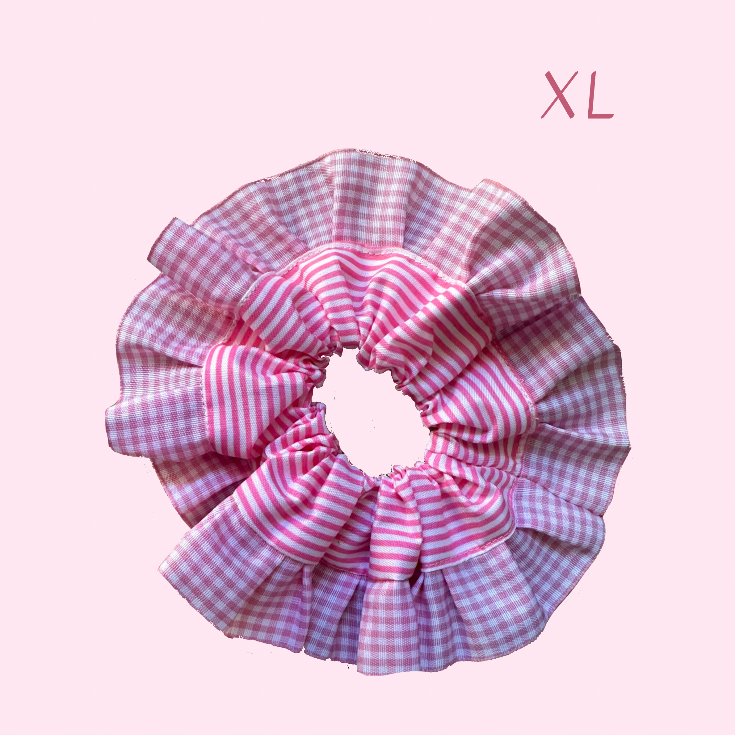Pink Candy Stripe Hair Scrunchies