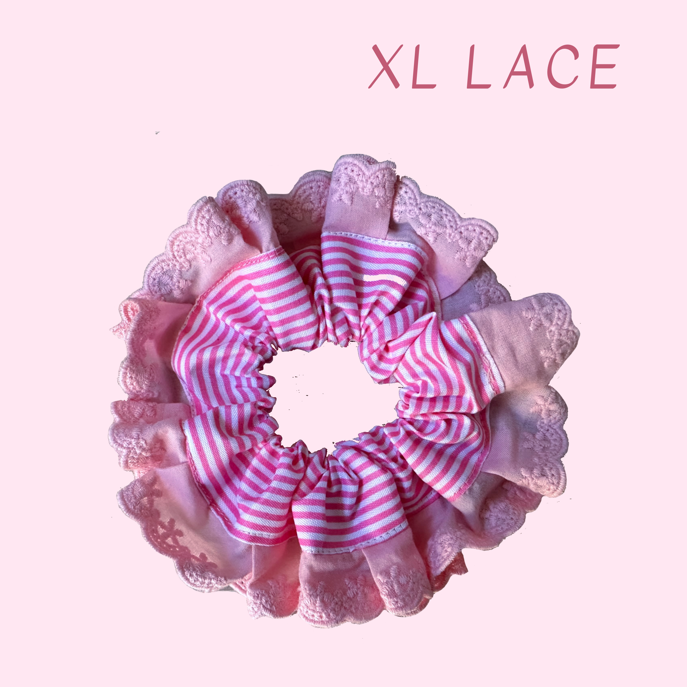 Pink Candy Stripe Hair Scrunchies