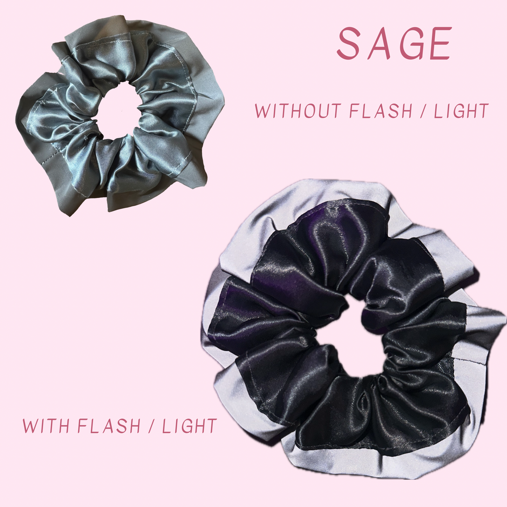 Satin High Visibility Reflective Hair Scrunchie for Running & Walking