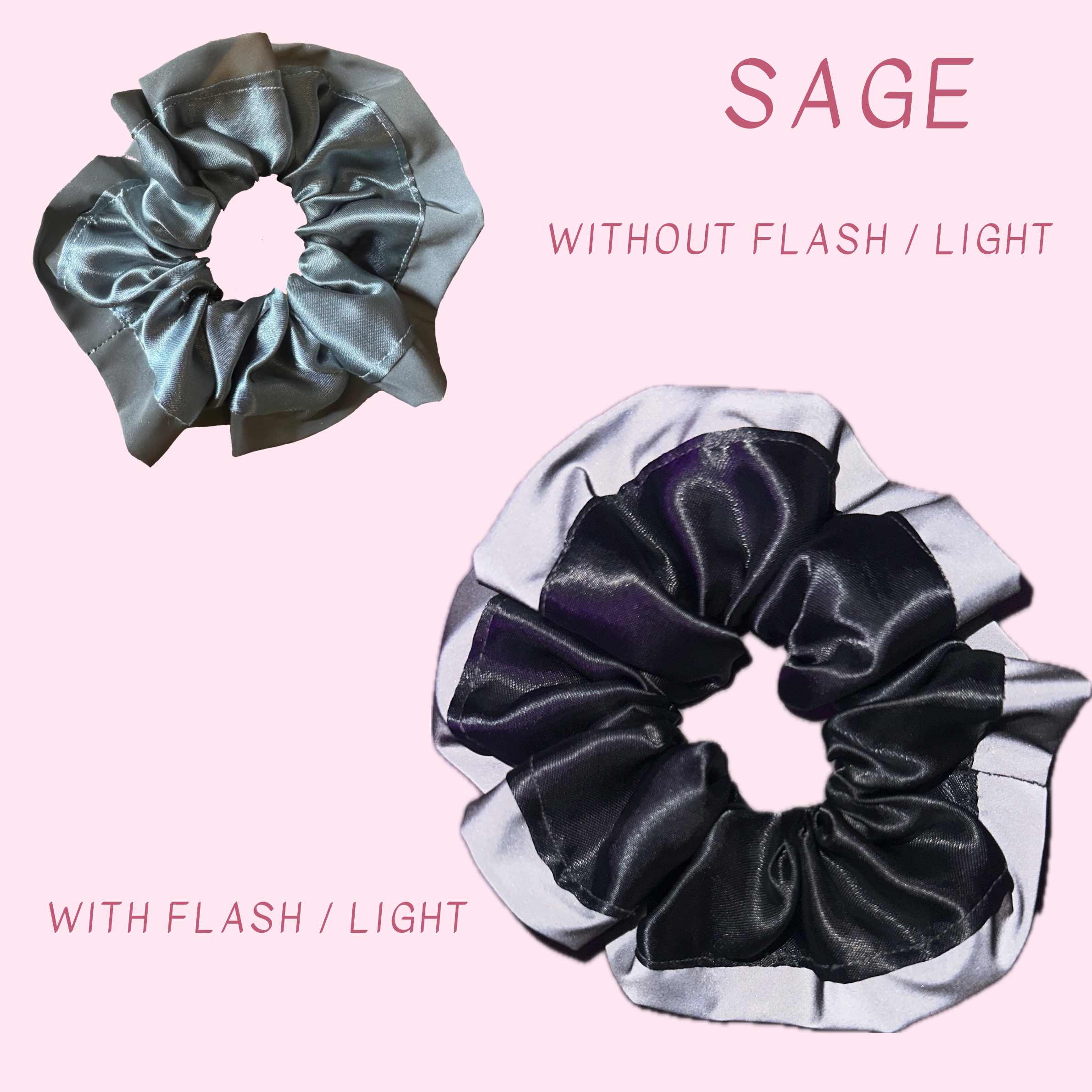 Satin High Visibility Reflective Hair Scrunchie for Running & Walking