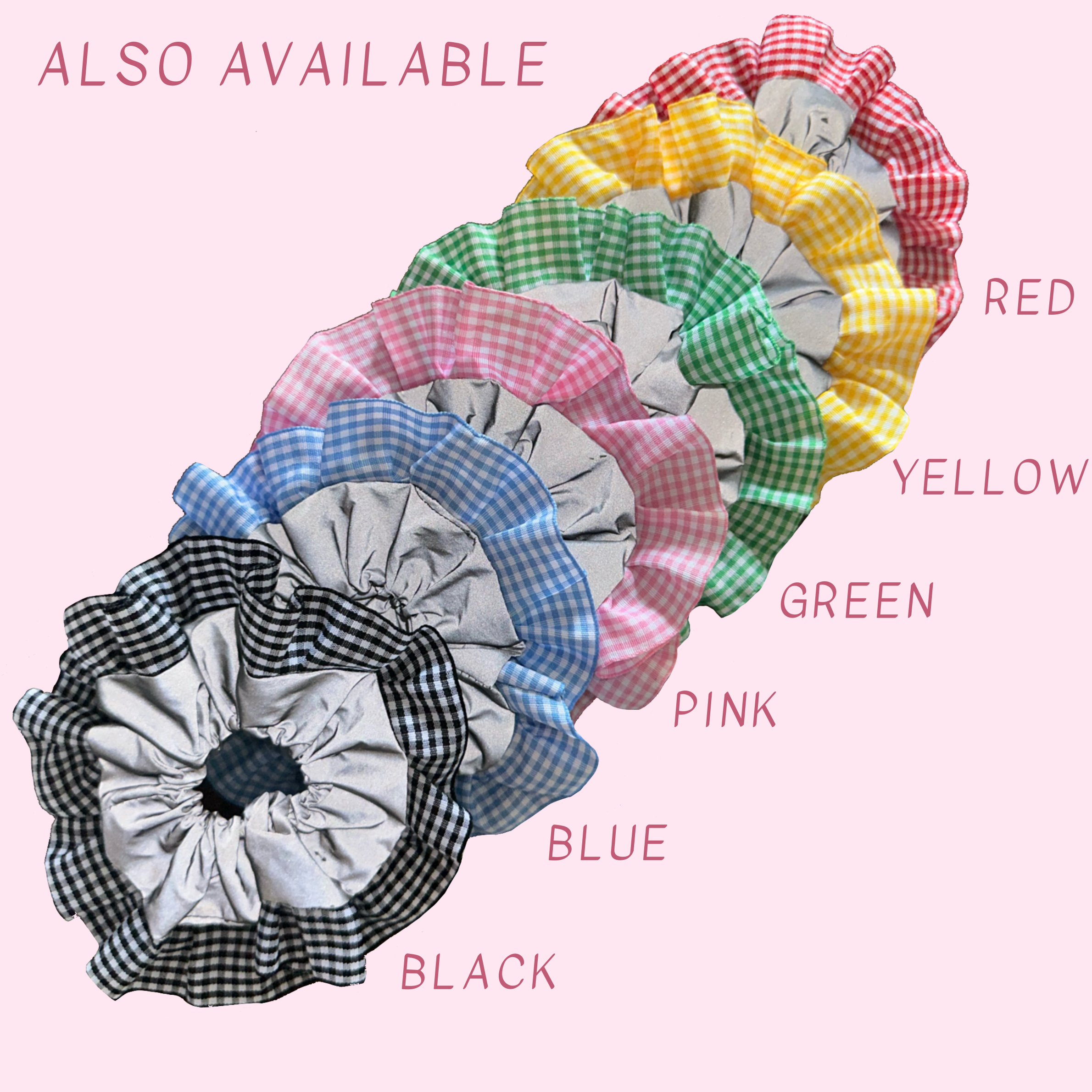 Black Gingham High Visibility Reflective Hair Scrunchie for Running & Walking