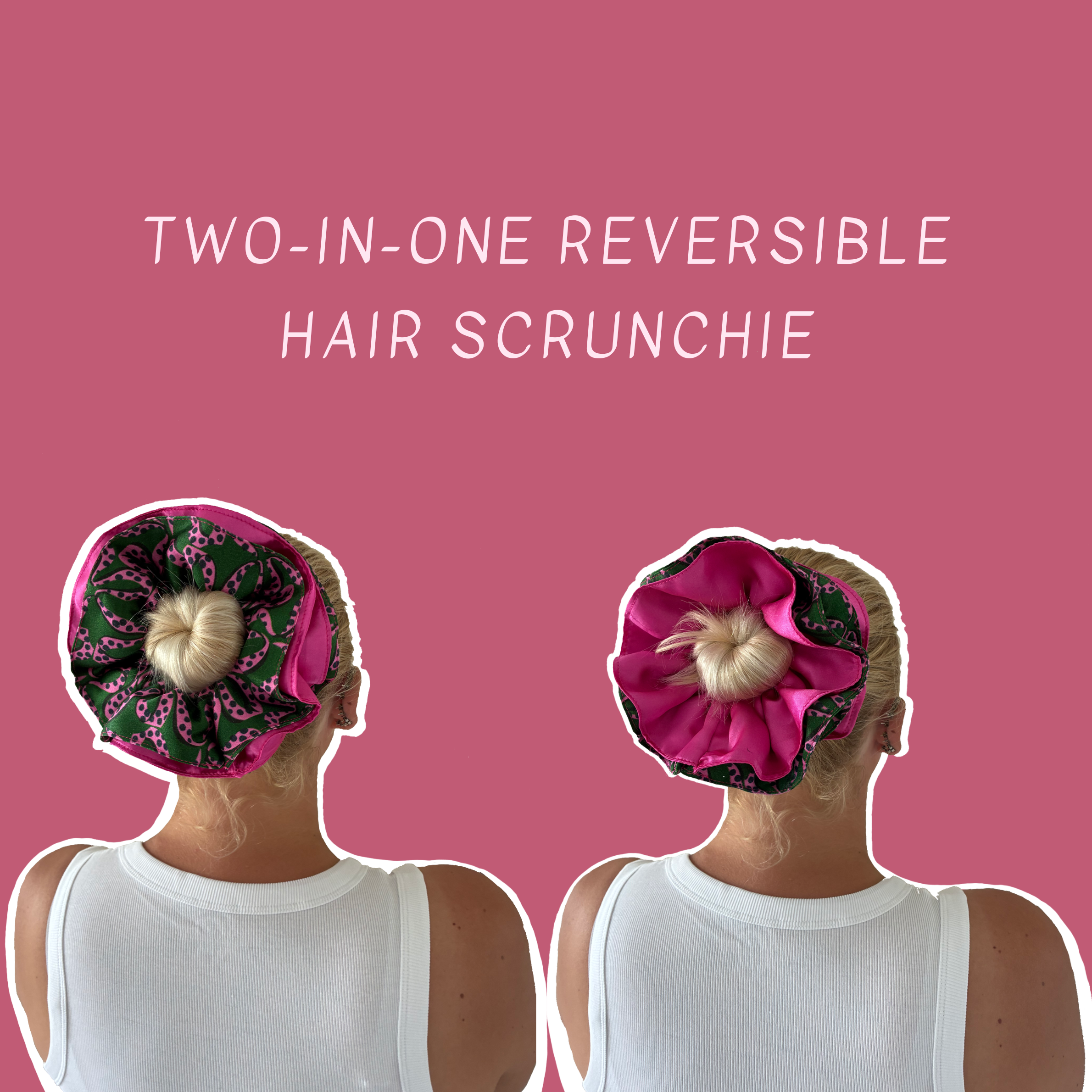 Bow Print Reversible Hair Scrunchie