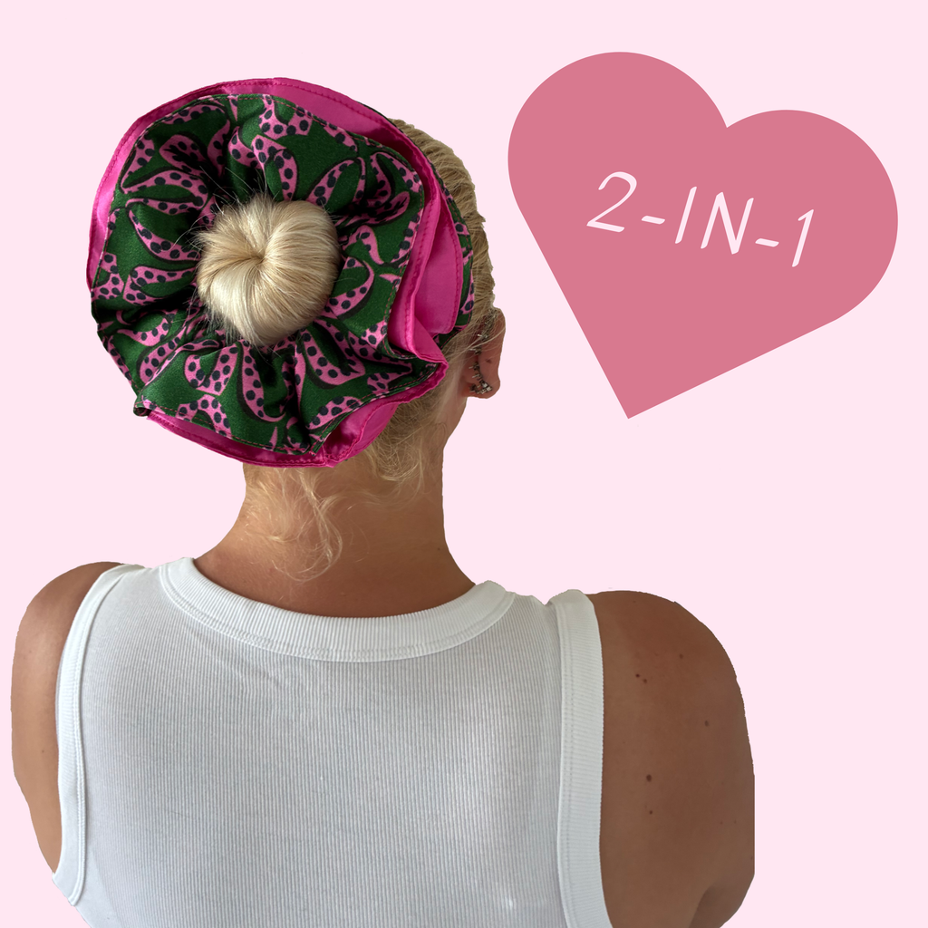 Bow Print Reversible Hair Scrunchie