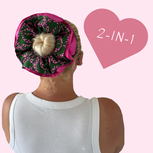Bow Print Reversible Hair Scrunchie