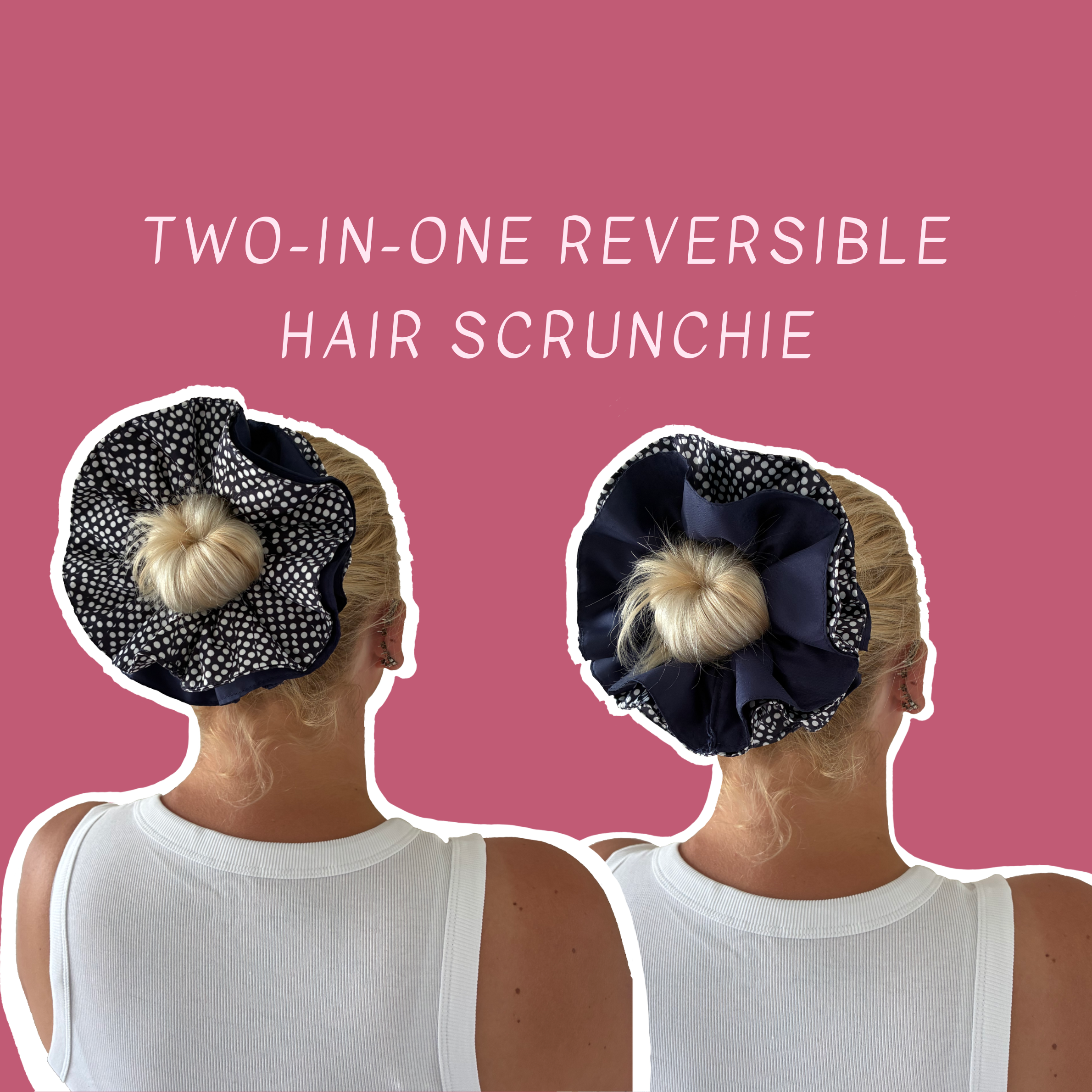 Polka Dot Reversible Hair Scrunchie