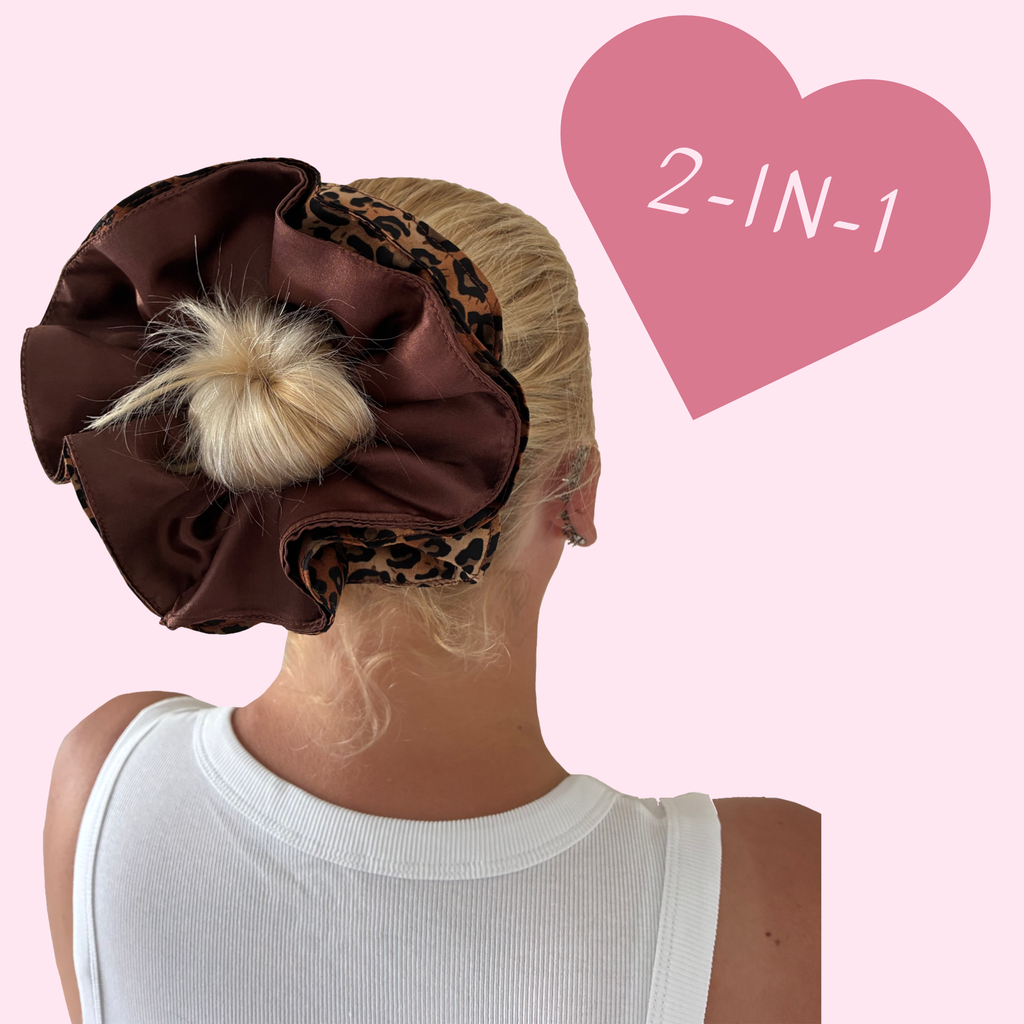 Leopard Print Reversible Hair Scrunchie