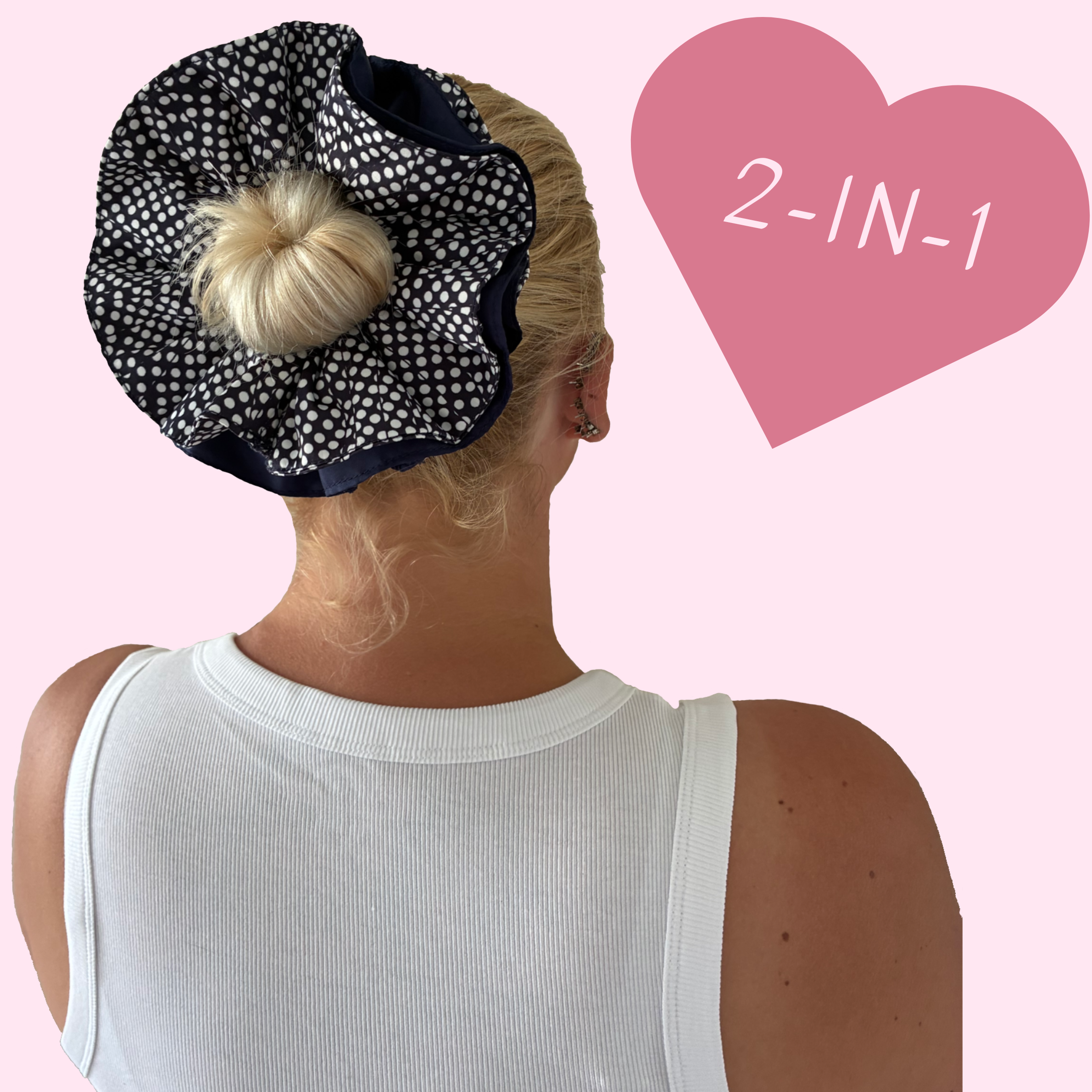 Polka Dot Reversible Hair Scrunchie