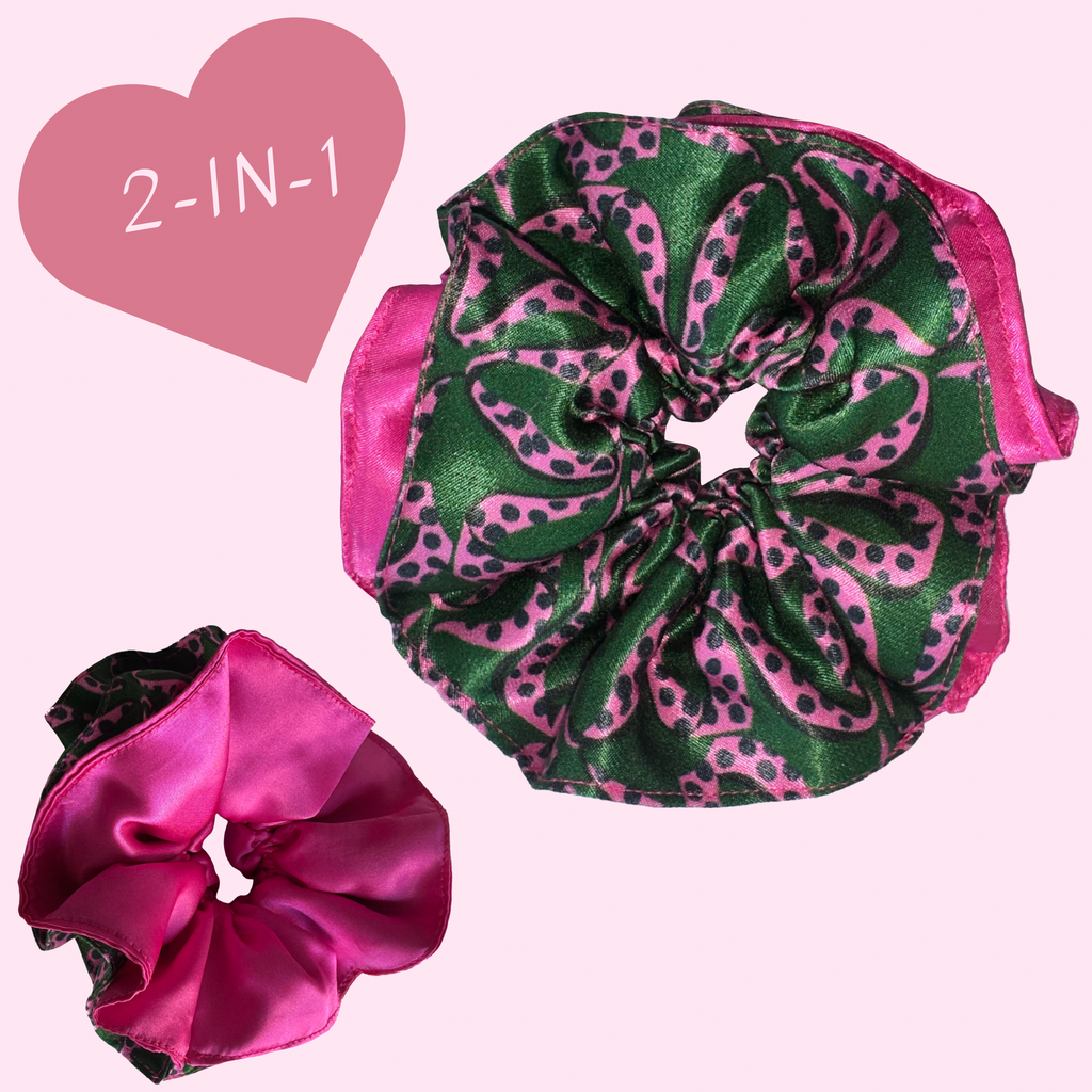 Bow Print Reversible Hair Scrunchie