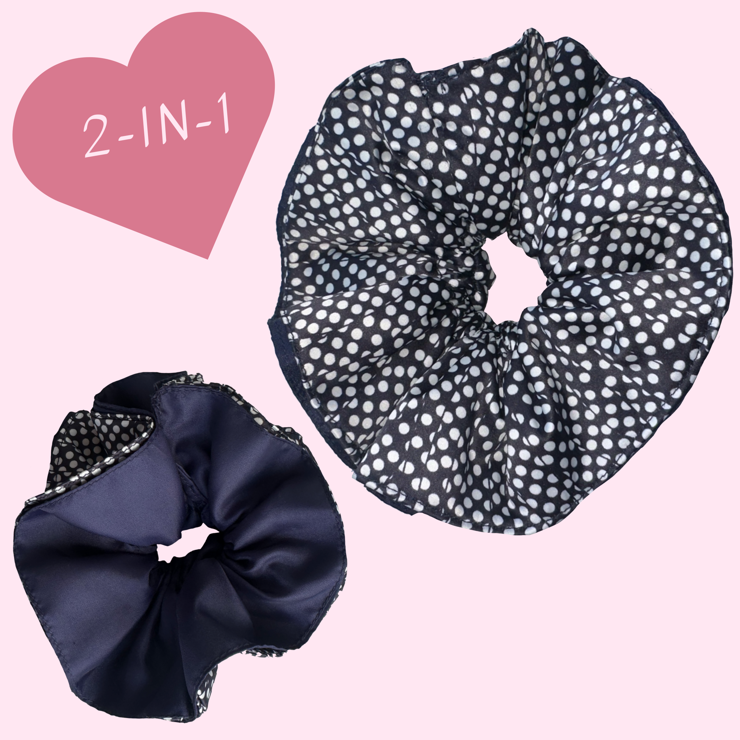 Polka Dot Reversible Hair Scrunchie