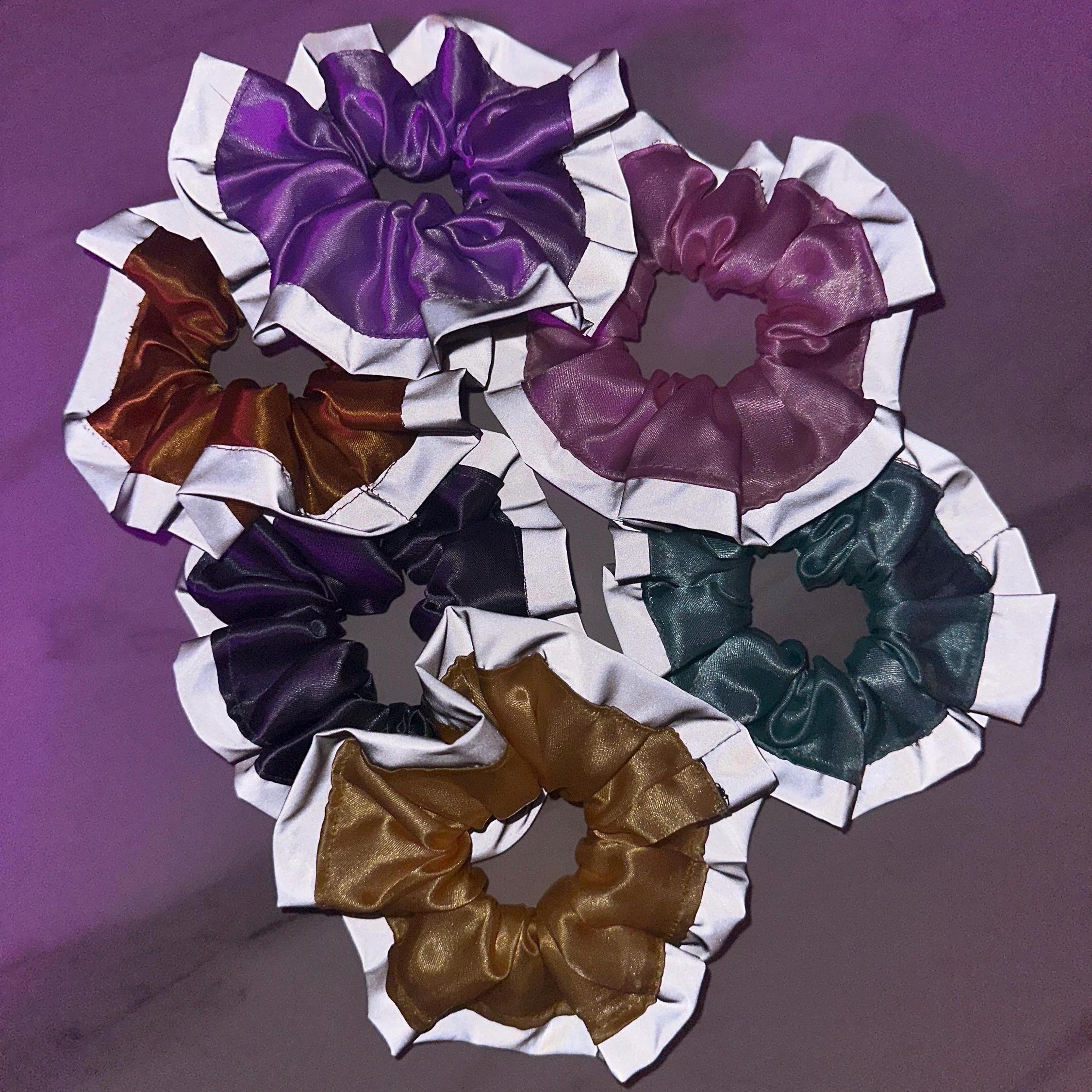 Satin High Visibility Reflective Hair Scrunchie for Running & Walking