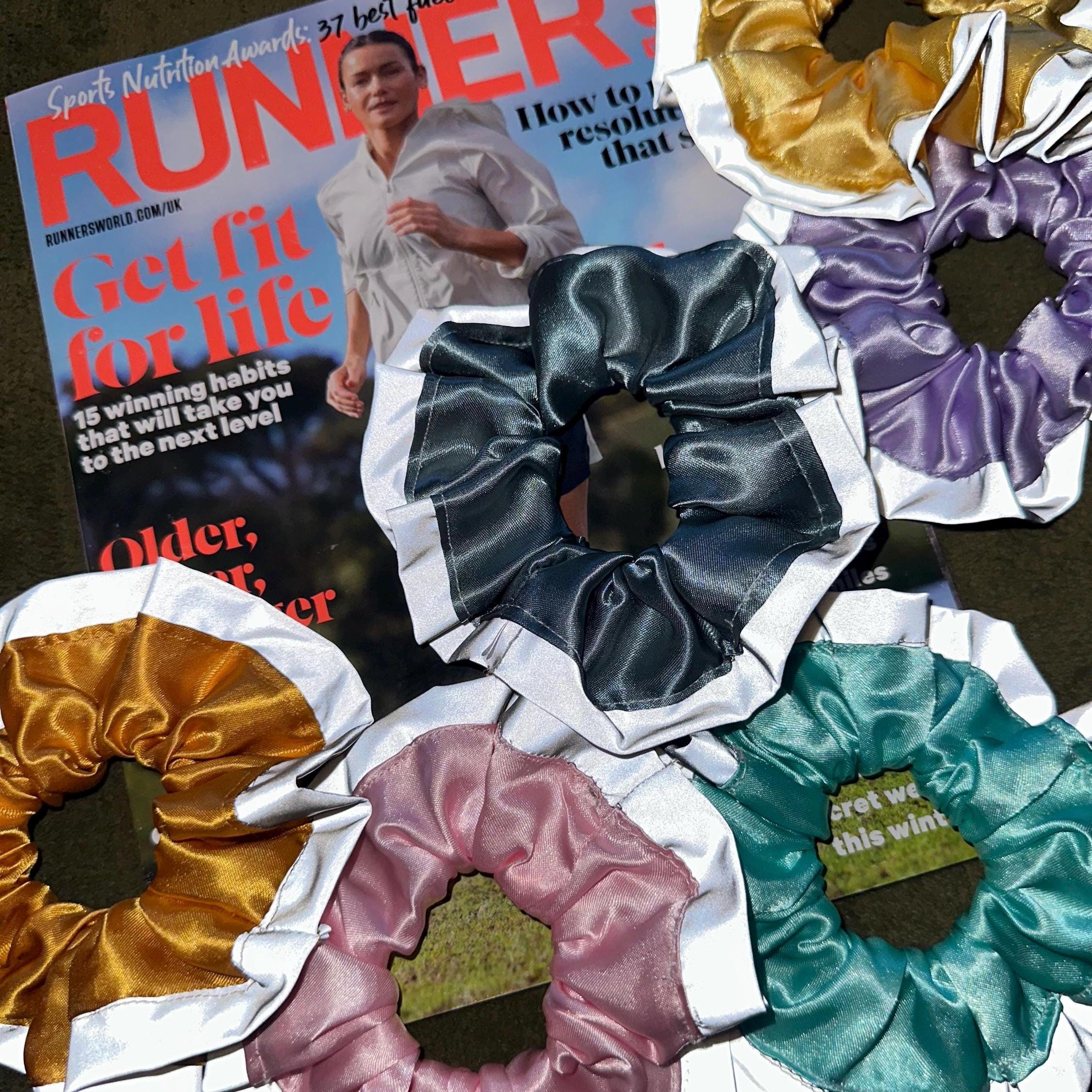 Satin High Visibility Reflective Hair Scrunchie for Running & Walking