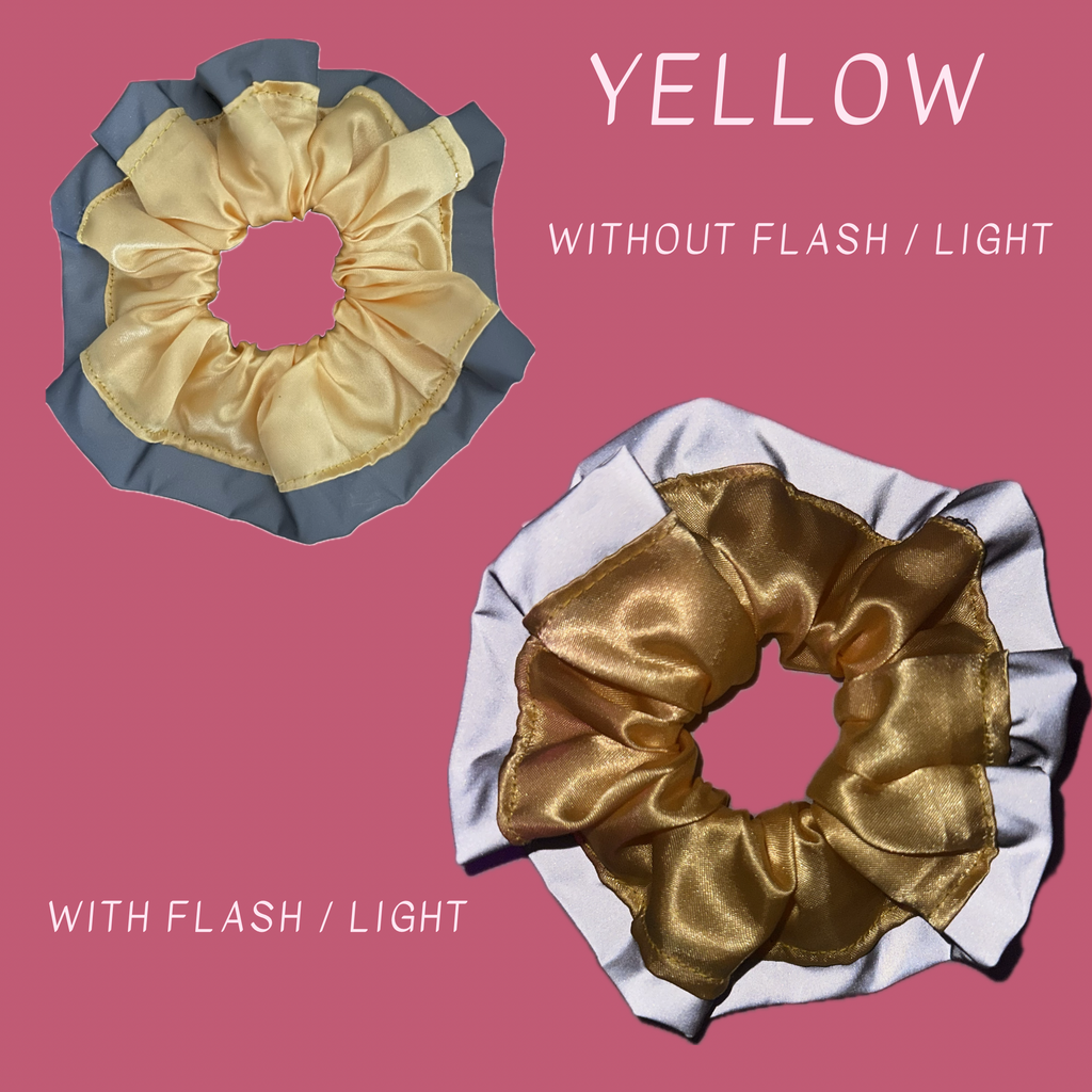 Satin High Visibility Reflective Hair Scrunchie for Running & Walking