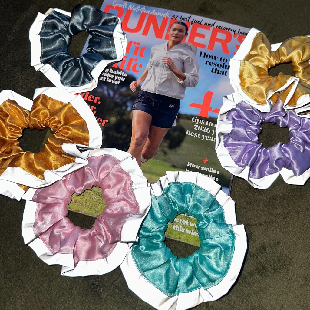 Satin High Visibility Reflective Hair Scrunchie for Running & Walking