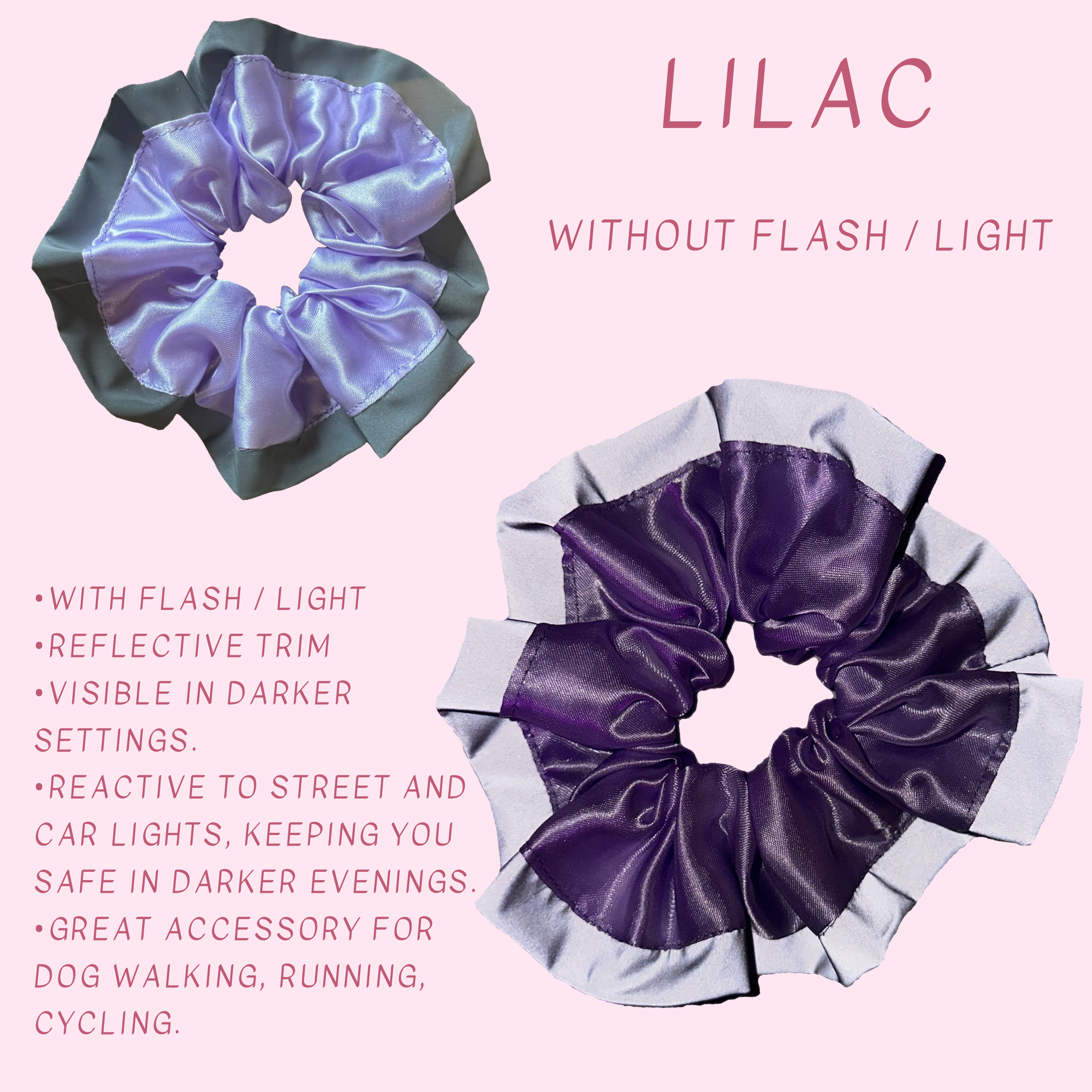 Satin High Visibility Reflective Hair Scrunchie for Running & Walking